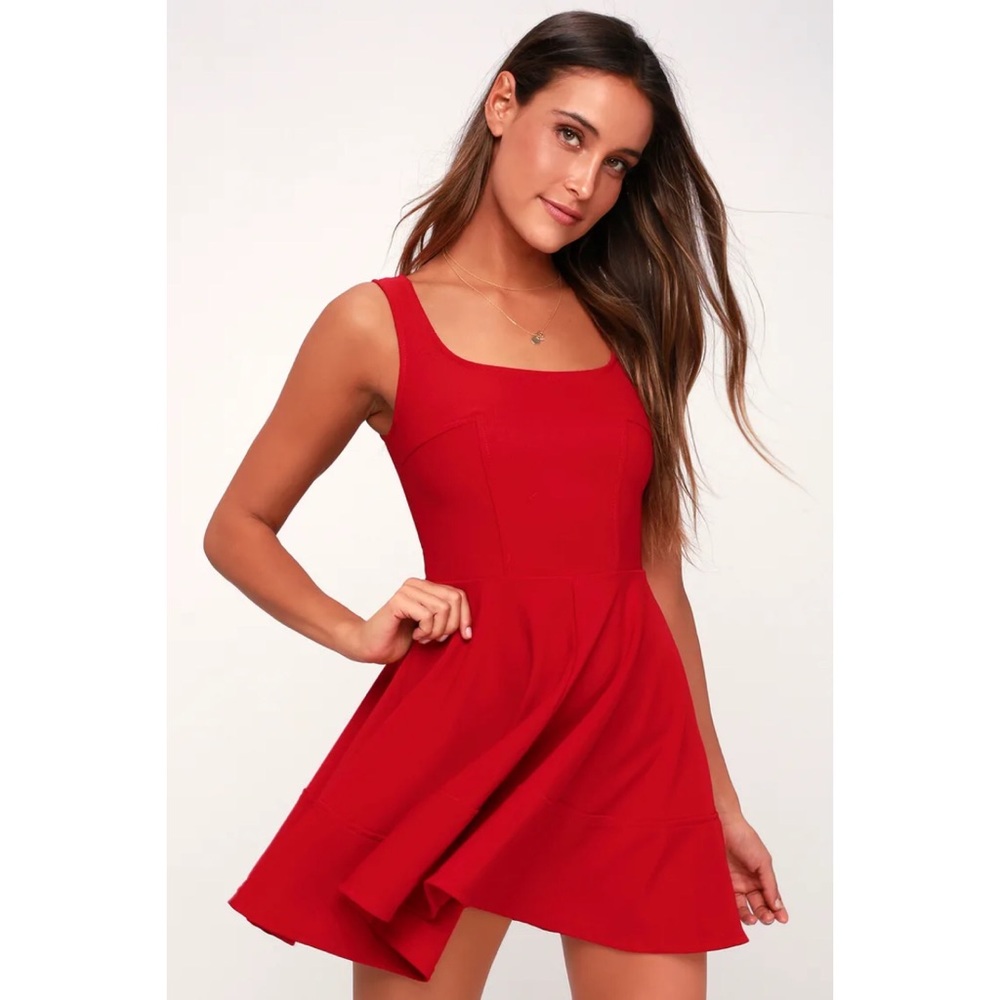 Lulus red skater dress size S